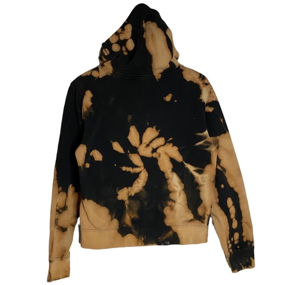 Obey Long Sleeve Hoodie Acid Wash Tie Dye Black Brown Kangaroo Pocket Medium - Picture 2 of 16